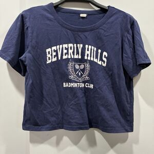 Beverly Hills California Graphic Baby Tee Cropped Soft Grunge Y2K‎ Navy
